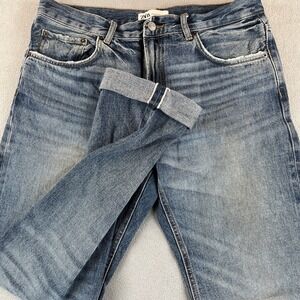 Zara Jeans Mens 32x31 Blue Selvedge Denim Straight Leg Distressed Made Turkey